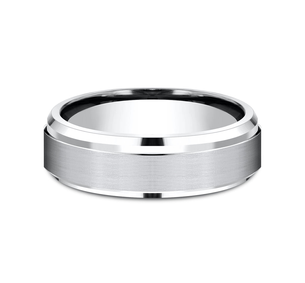 THE DUKE 6mm, Comfort fit, White Cobalt, Satin center, polished bevel edges