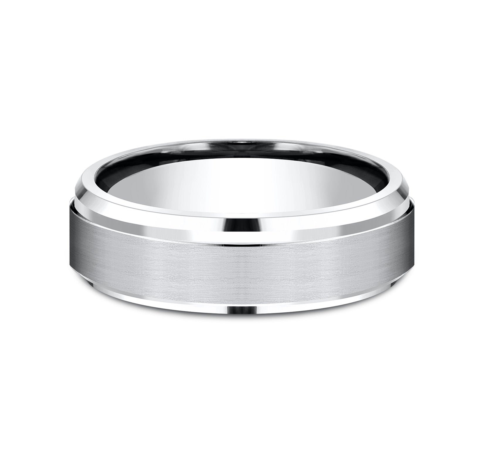 THE DUKE 6mm, Comfort fit, White Cobalt, Satin center, polished bevel edges