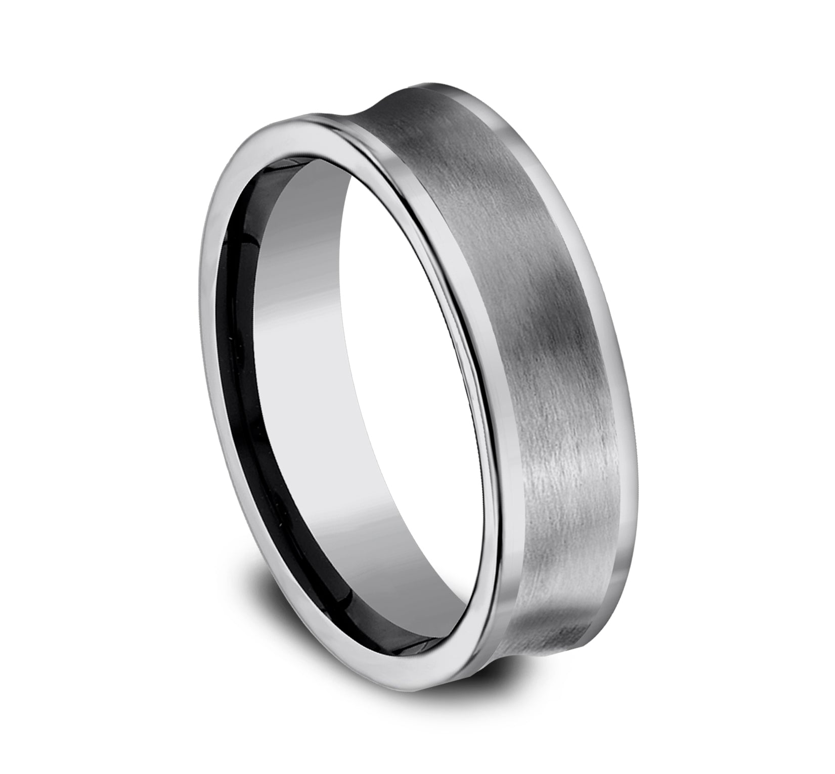 THE PROWLER 6mm, Comfort fit, Tungsten, Satin finished concave center, polished edges