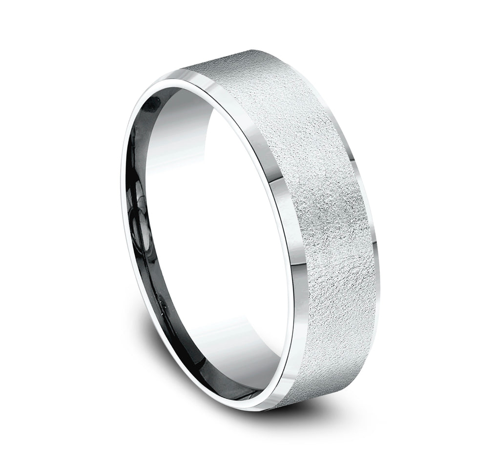 THE MAJOR 7mm, Comfort fit, 14K White Gold, Wire brush center, slightly beveled edges