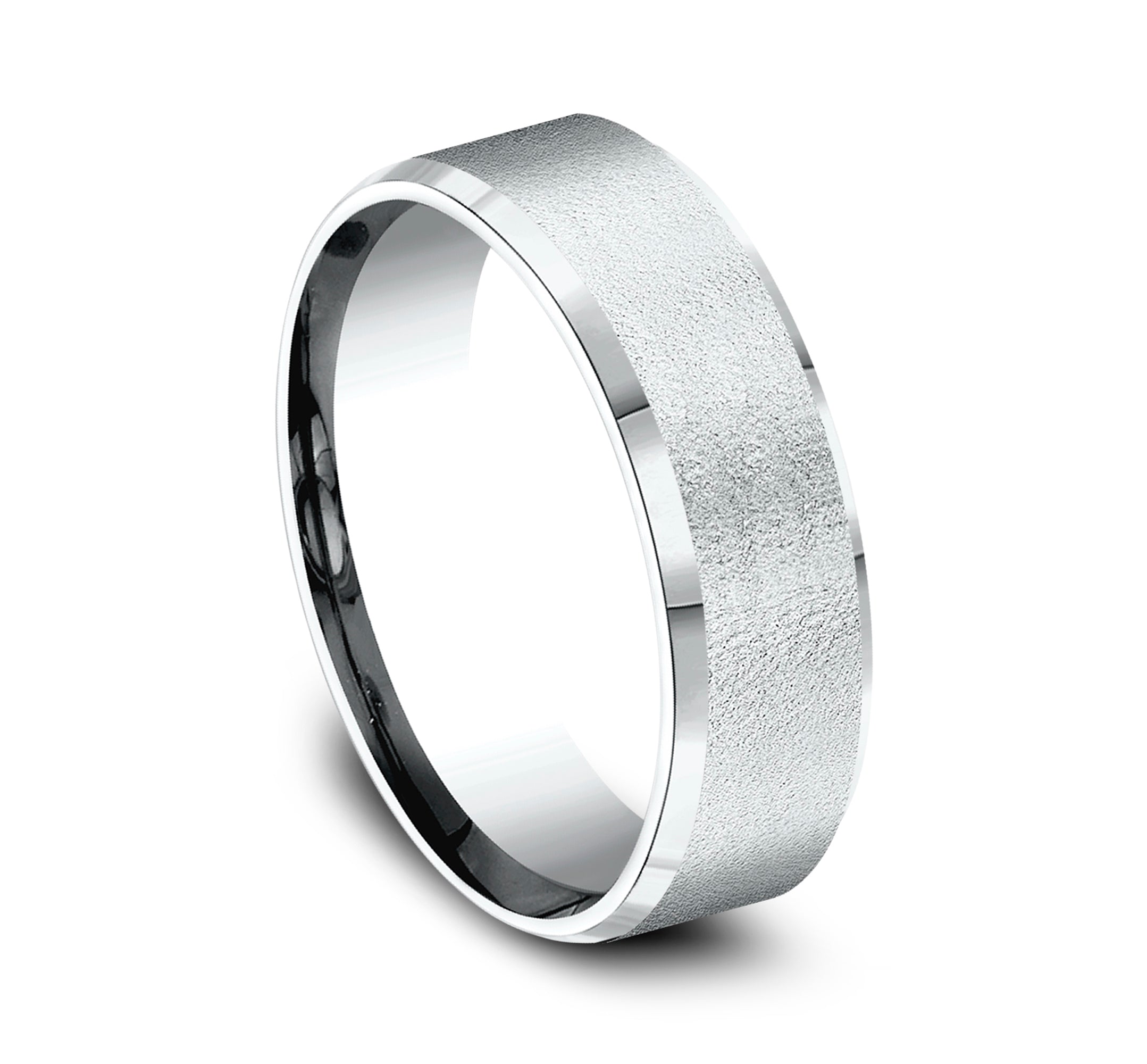THE MAJOR 7mm, Comfort fit, 14K White Gold, Wire brush center, slightly beveled edges