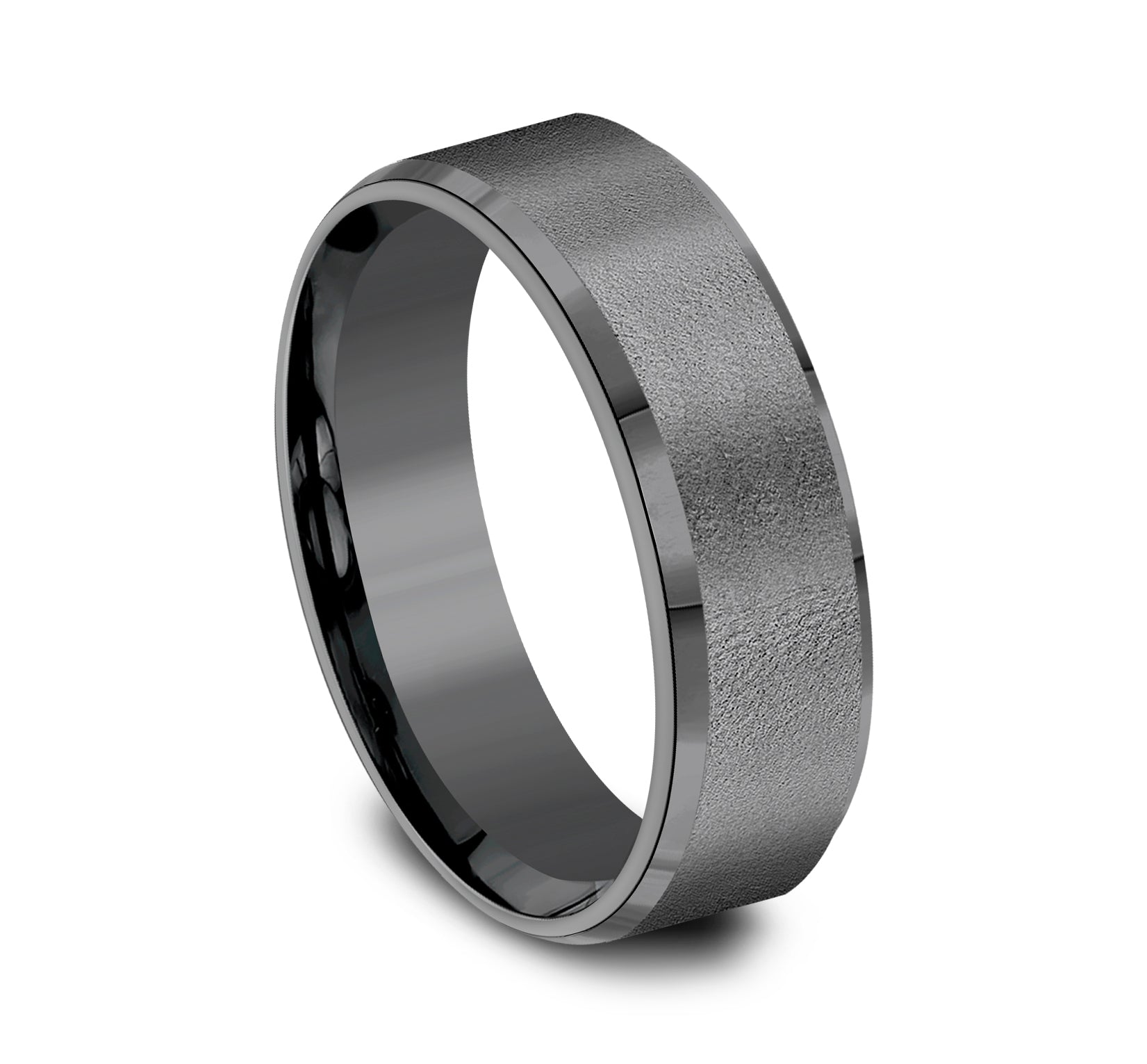 THE MAJOR 7mm, Comfort fit, Darkened Tantalum, Wire brush center, slightly beveled edges