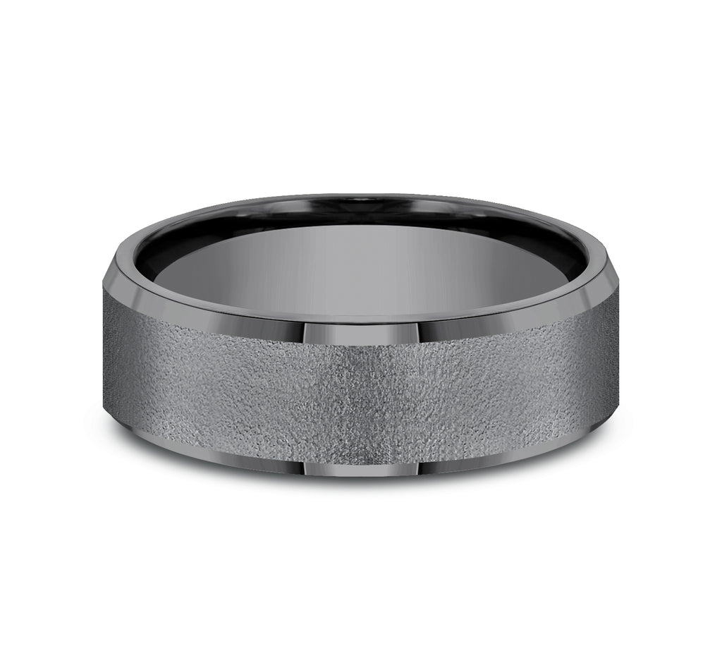 THE MAJOR 7mm, Comfort fit, Darkened Tantalum, Wire brush center, slightly beveled edges