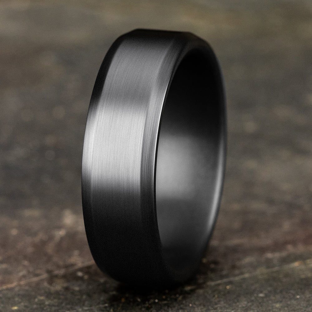THE NOBLEMAN 7mm, Comfort fit, Darkened Tantalum, Satin finish, slightly beveled edges