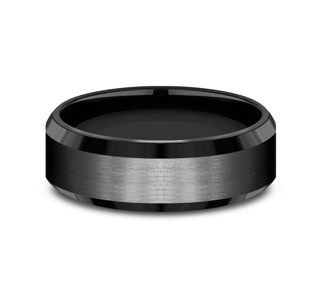 THE CHANCELLOR 7mm, Comfort fit, Black Titanium, Satin center, polished bevel edges