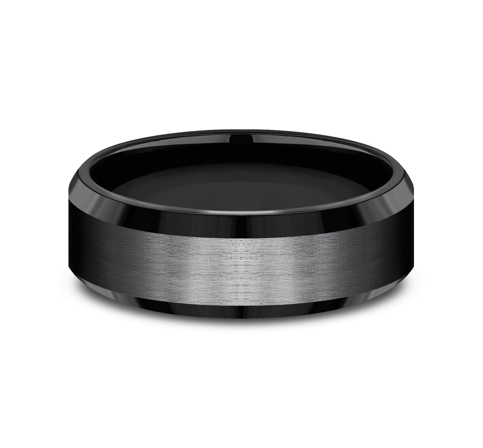 THE CHANCELLOR 7mm, Comfort fit, Black Titanium, Satin center, polished bevel edges