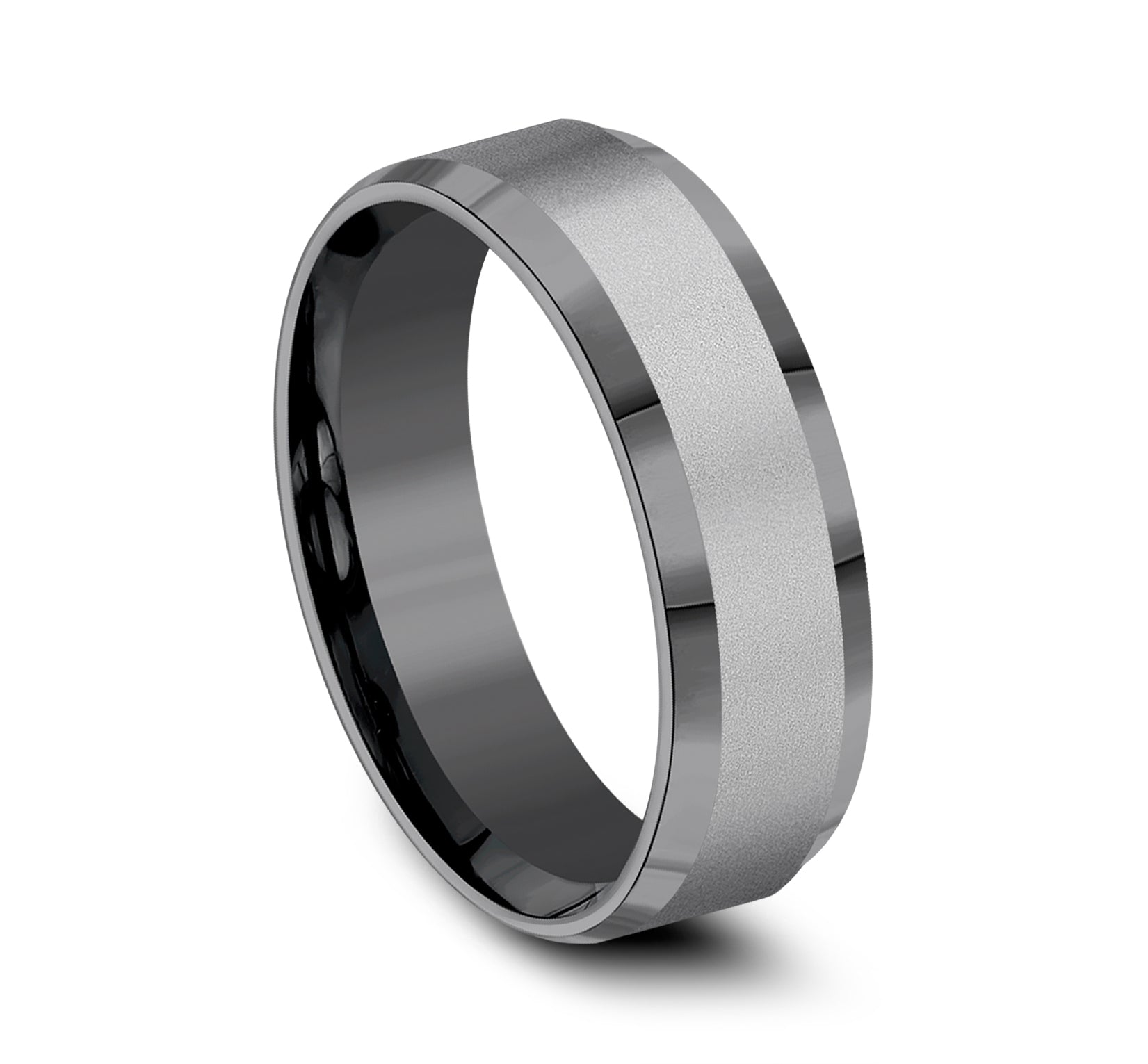 THE CHANCELLOR , 7mm, Comfort fit, , Darkened Tantalum, , Sandblast center, polished bevel edges,