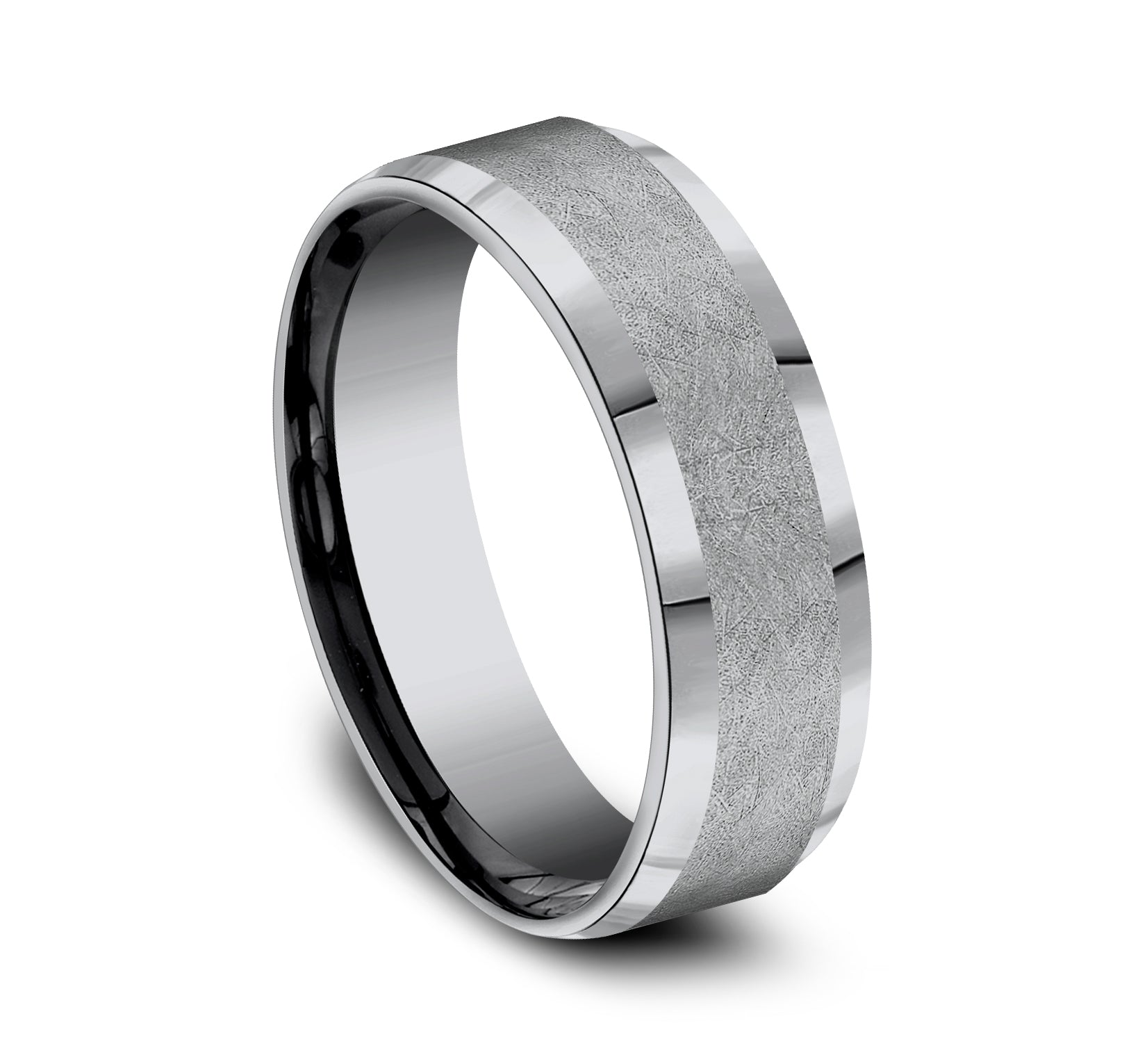 THE OFFICER 7mm, Comfort fit, Grey Tantalum, Swirl center, polished bevel edges