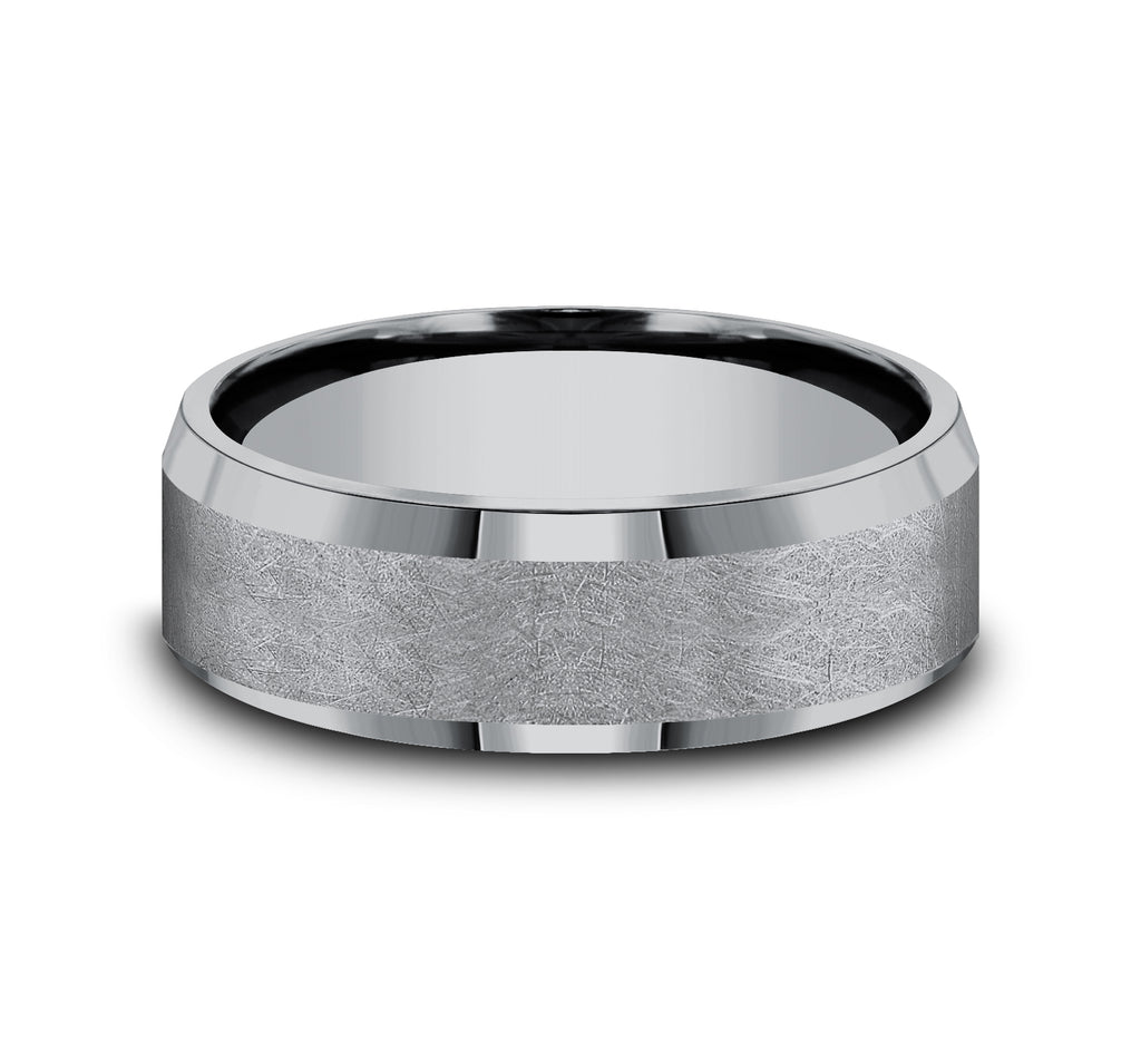 THE OFFICER 7mm, Comfort fit, Grey Tantalum, Swirl center, polished bevel edges