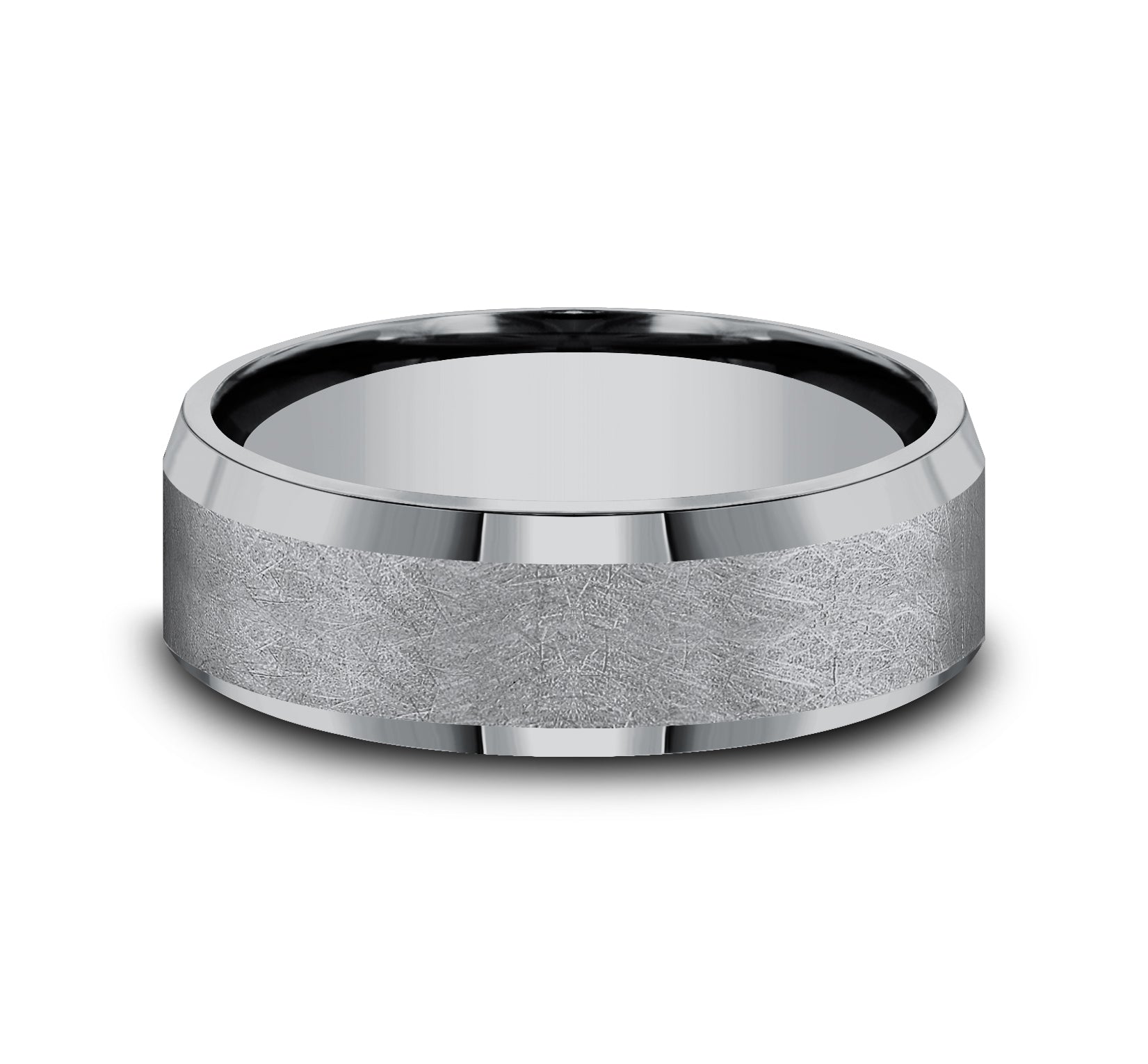 THE OFFICER 7mm, Comfort fit, Grey Tantalum, Swirl center, polished bevel edges