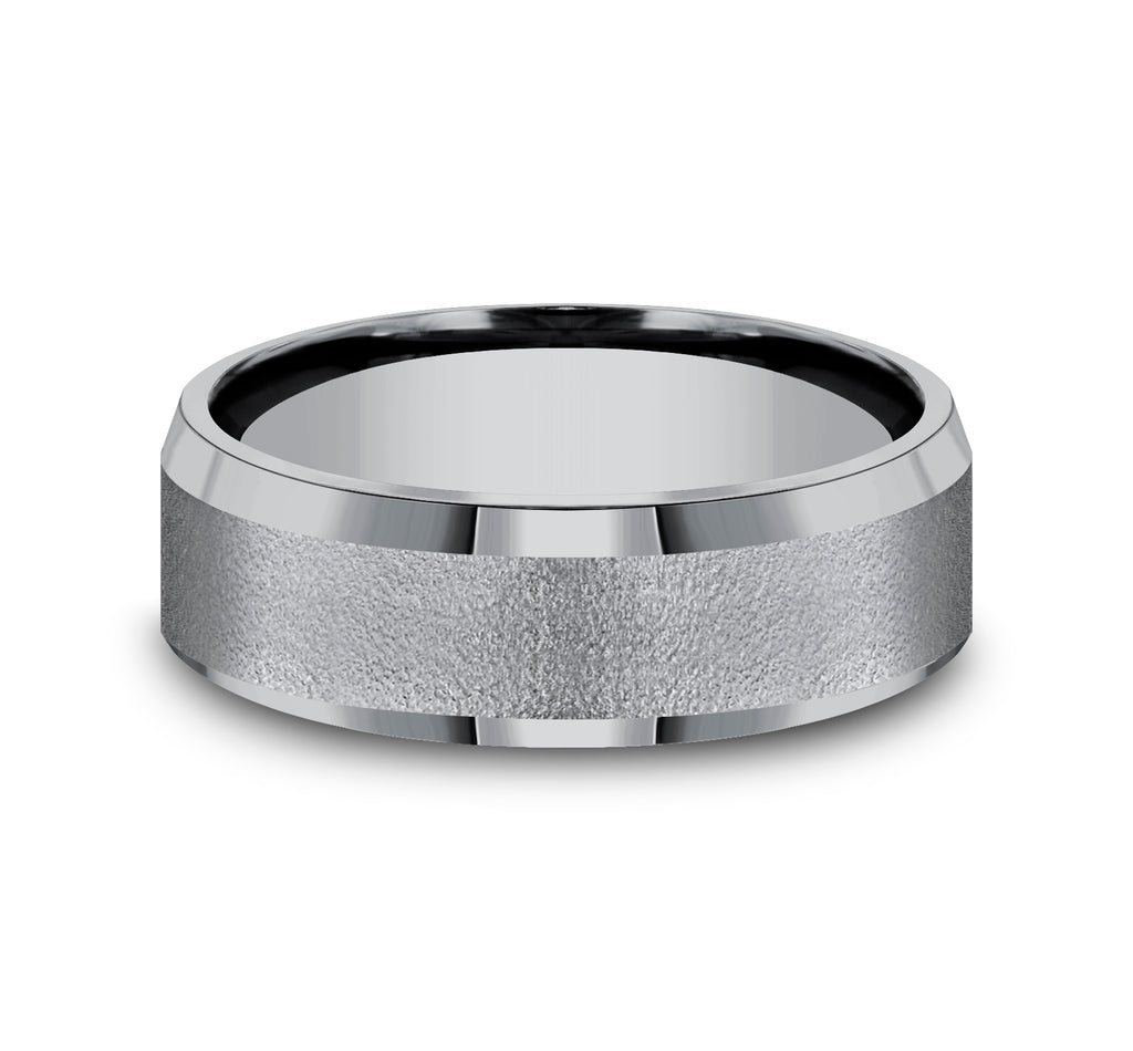 THE ALPHA 7mm, Comfort fit, Grey Tantalum, Wire brush center, bevel edges