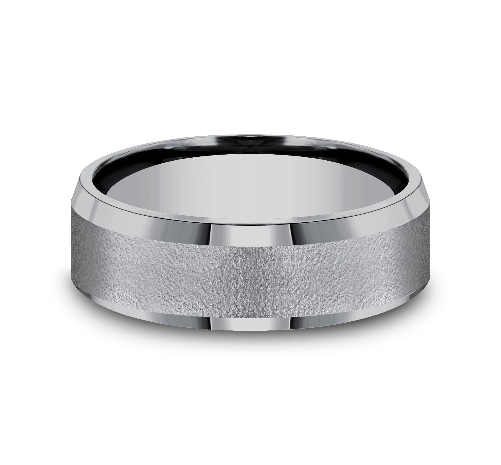 THE ALPHA 7mm, Comfort fit, Grey Tantalum, Wire brush center, bevel edges