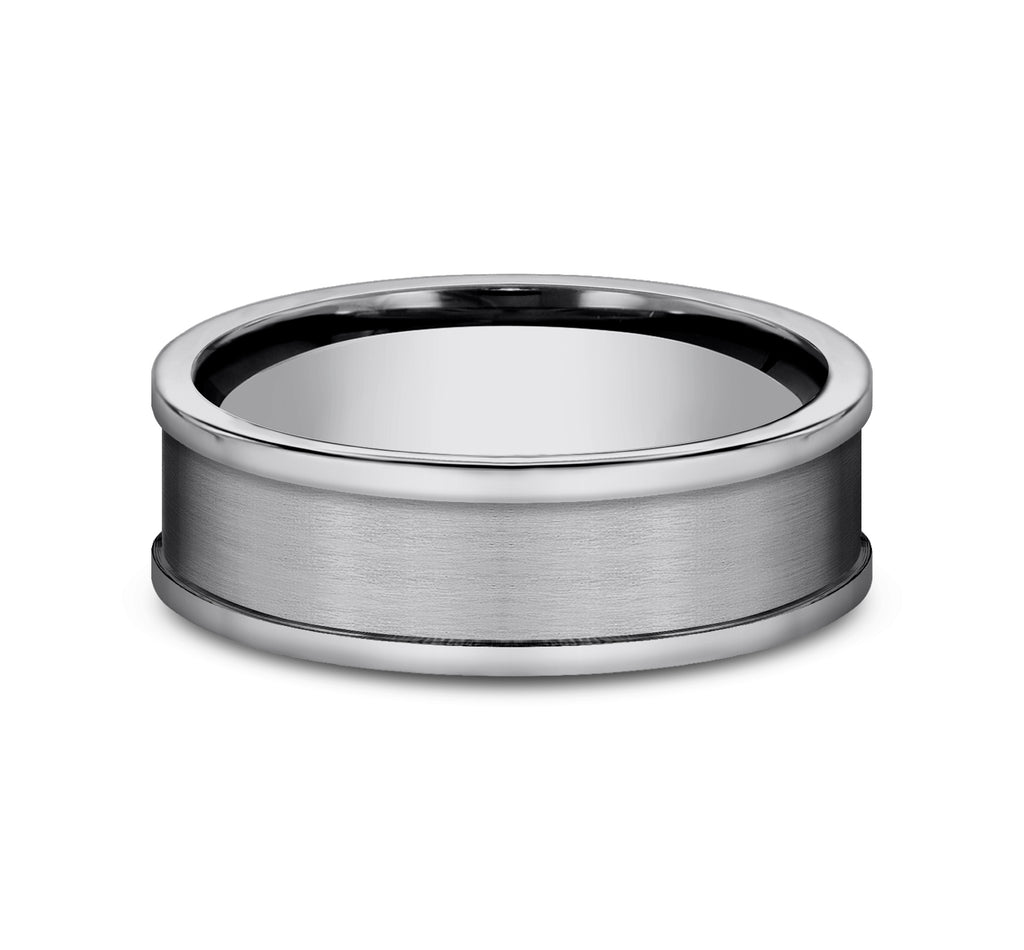 THE VANQUISHER 7mm, Comfort fit, Tungsten, Satin finish center, polished edges