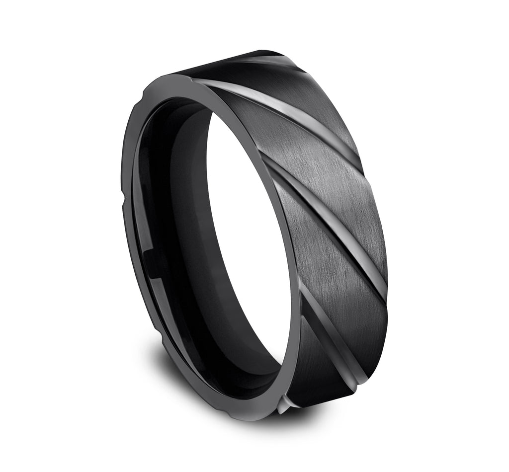 THE DAGGER 7mm, Comfort fit, Black Titanium, Angled cross cuts