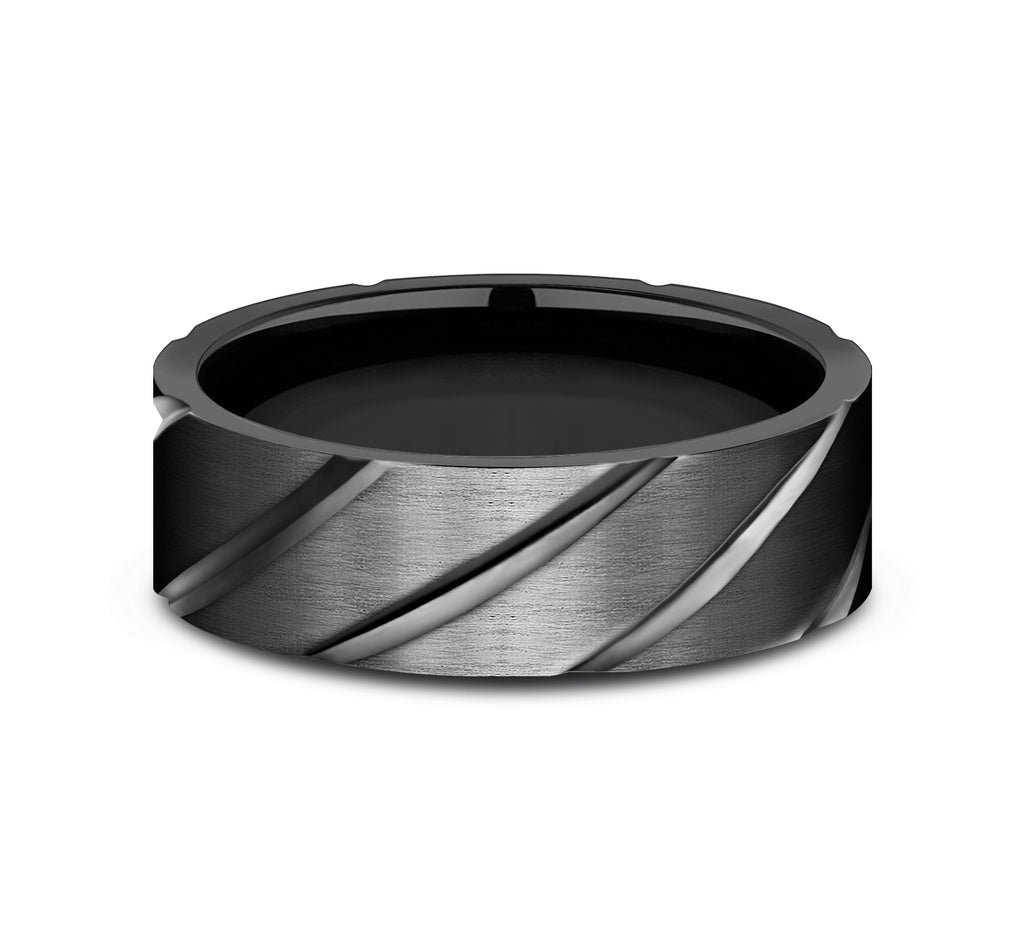 THE DAGGER 7mm, Comfort fit, Black Titanium, Angled cross cuts