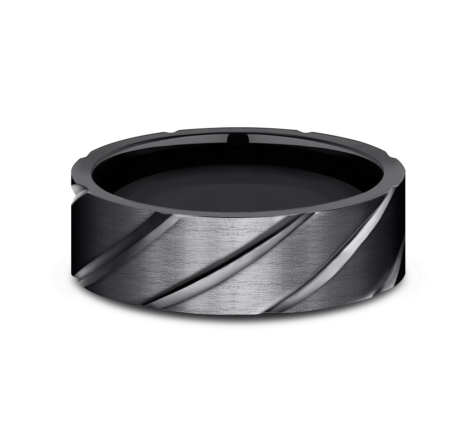 THE DAGGER 7mm, Comfort fit, Black Titanium, Angled cross cuts
