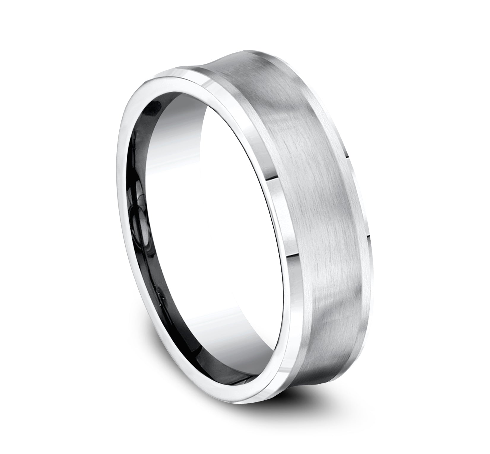 THE GROTTO 7.5mm, Comfort fit, White Cobalt, Satin finished concave center, polished bevel edges