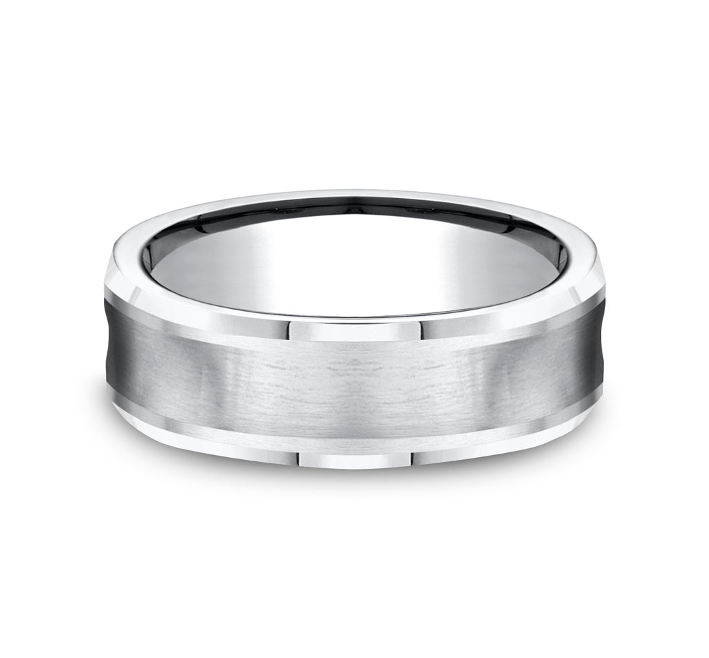 THE GROTTO 7.5mm, Comfort fit, White Cobalt, Satin finished concave center, polished bevel edges