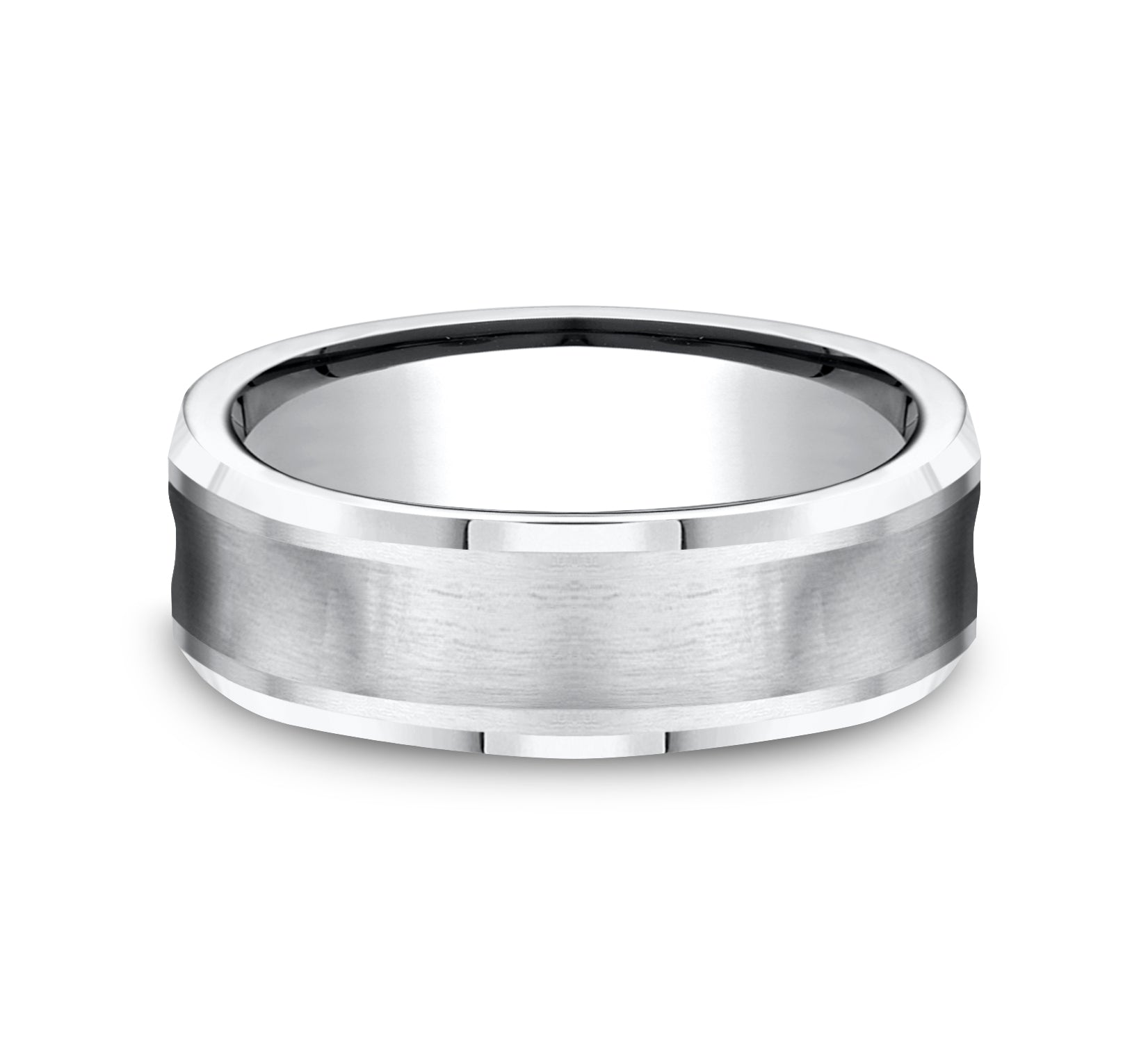 THE GROTTO 7.5mm, Comfort fit, White Cobalt, Satin finished concave center, polished bevel edges