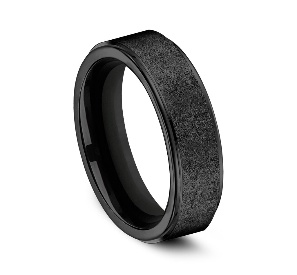 THE WHITMAN 7mm, Comfort fit, Black Titanium, Swirl finish, polished edges