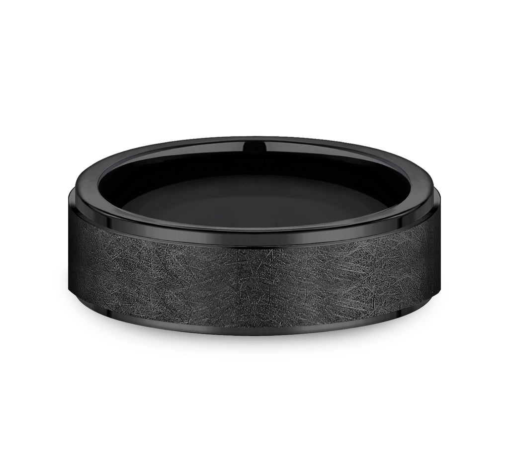 THE WHITMAN 7mm, Comfort fit, Black Titanium, Swirl finish, polished edges