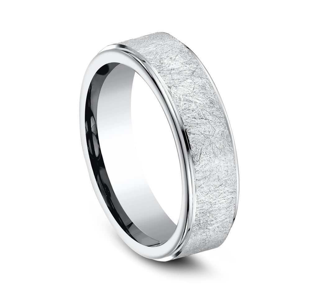 THE WHITMAN 7mm, Comfort fit, White Cobalt, Swirl finish, polished edges