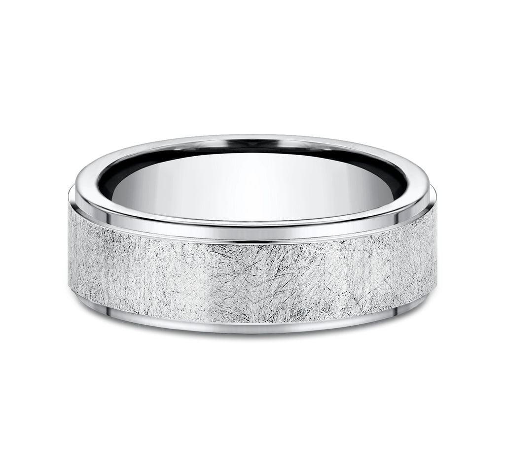 THE WHITMAN 7mm, Comfort fit, White Cobalt, Swirl finish, polished edges