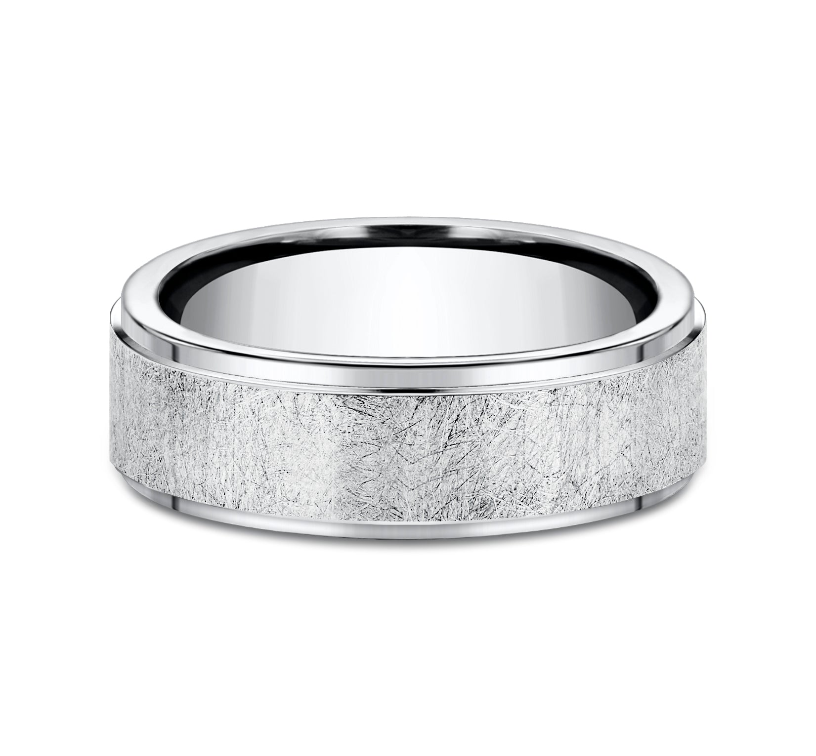 THE WHITMAN 7mm, Comfort fit, White Cobalt, Swirl finish, polished edges