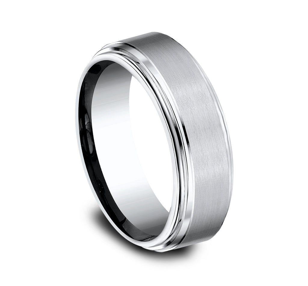 THE CADET 8mm, Comfort fit, White Cobalt, Satin center, polished double bevel edges
