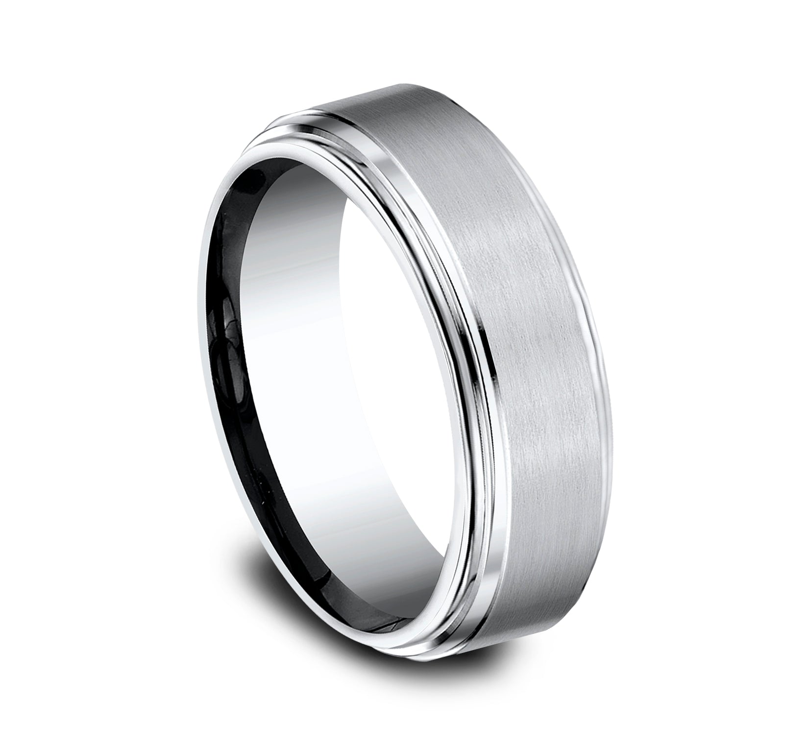 THE CADET 8mm, Comfort fit, White Cobalt, Satin center, polished double bevel edges
