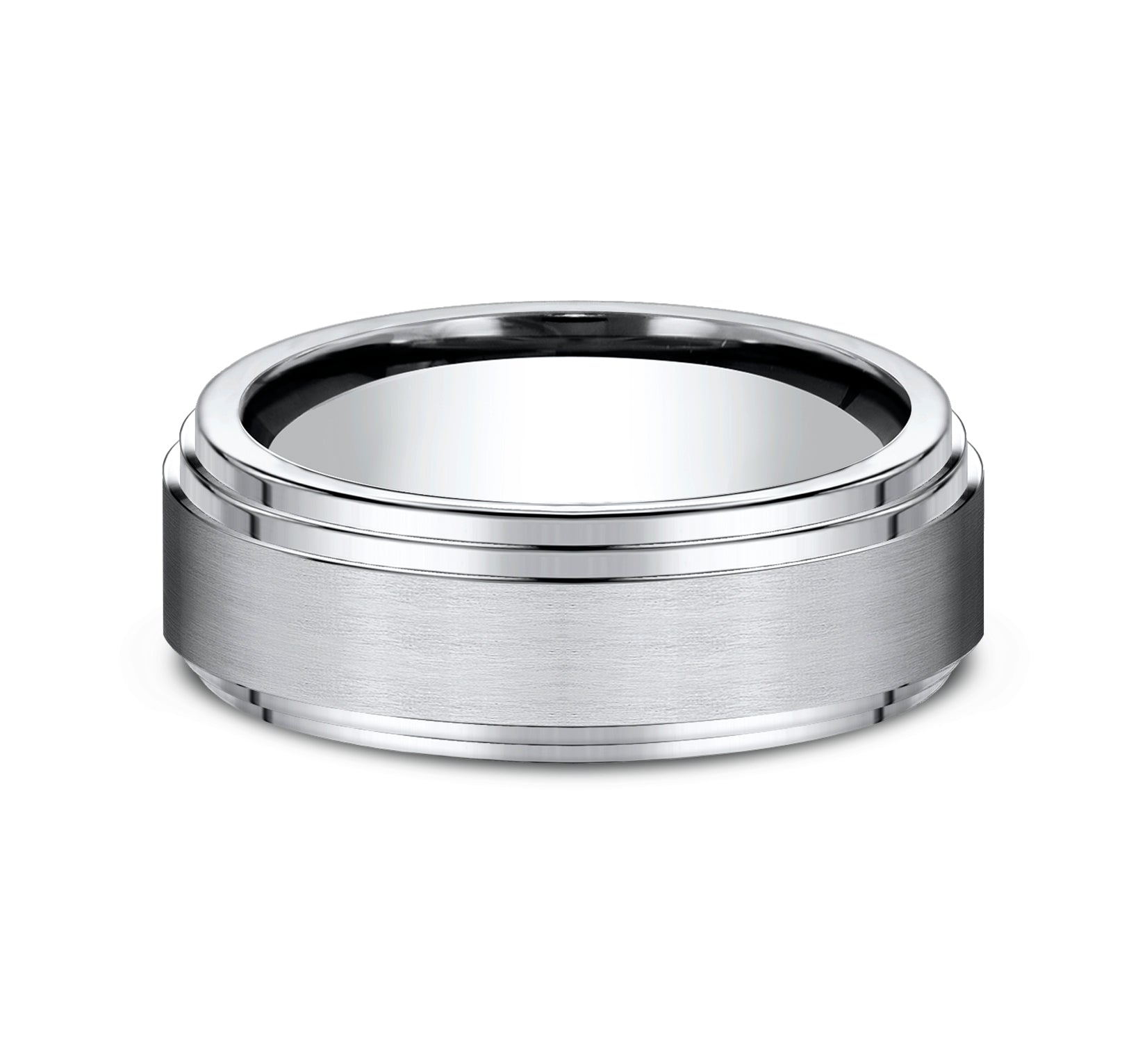 THE CADET 8mm, Comfort fit, White Cobalt, Satin center, polished double bevel edges