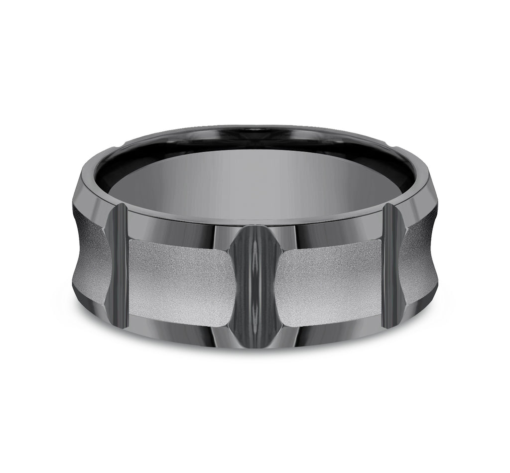 THE GAUNTLET 8mm, Comfort fit, Darkened Tantalum, Powder coated with deep segmented cuts