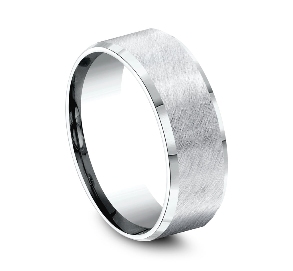 THE CAESAR 8mm, Comfort fit, White Cobalt, Diagonal satin finish, polished bevel edges