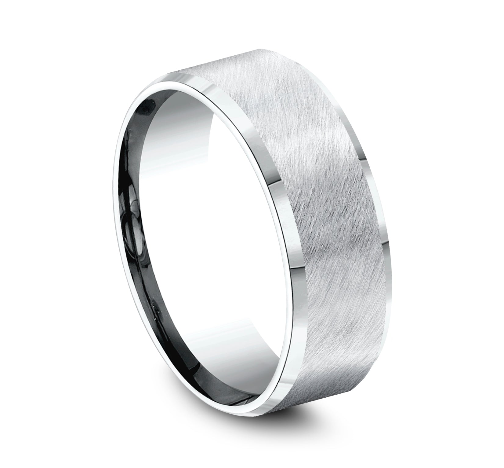 THE CAESAR 8mm, Comfort fit, White Cobalt, Diagonal satin finish, polished bevel edges