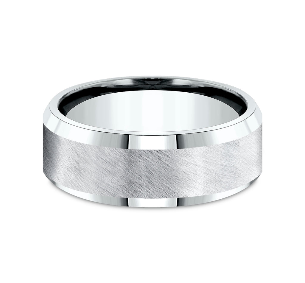 THE CAESAR 8mm, Comfort fit, White Cobalt, Diagonal satin finish, polished bevel edges