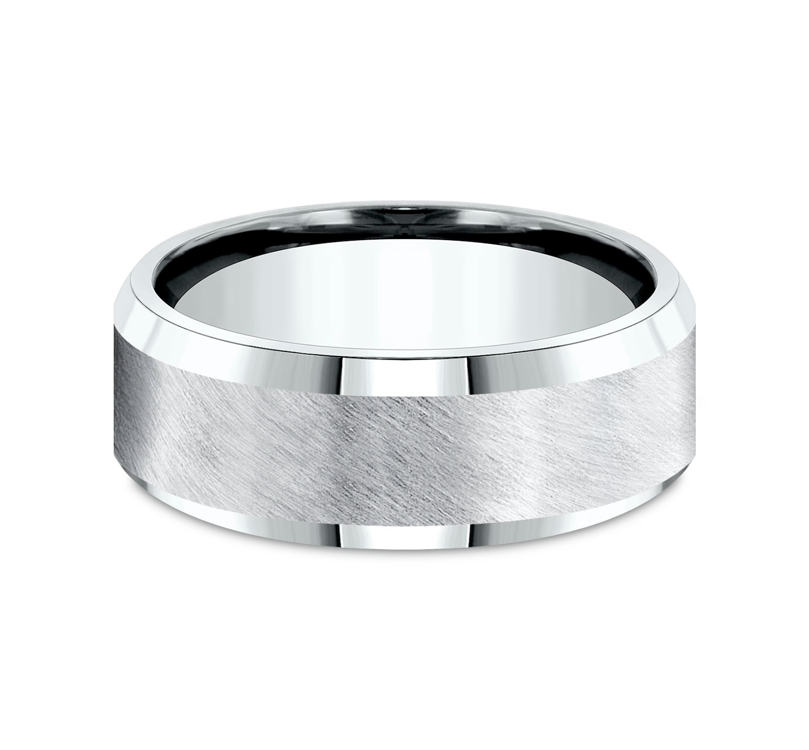 THE CAESAR 8mm, Comfort fit, White Cobalt, Diagonal satin finish, polished bevel edges