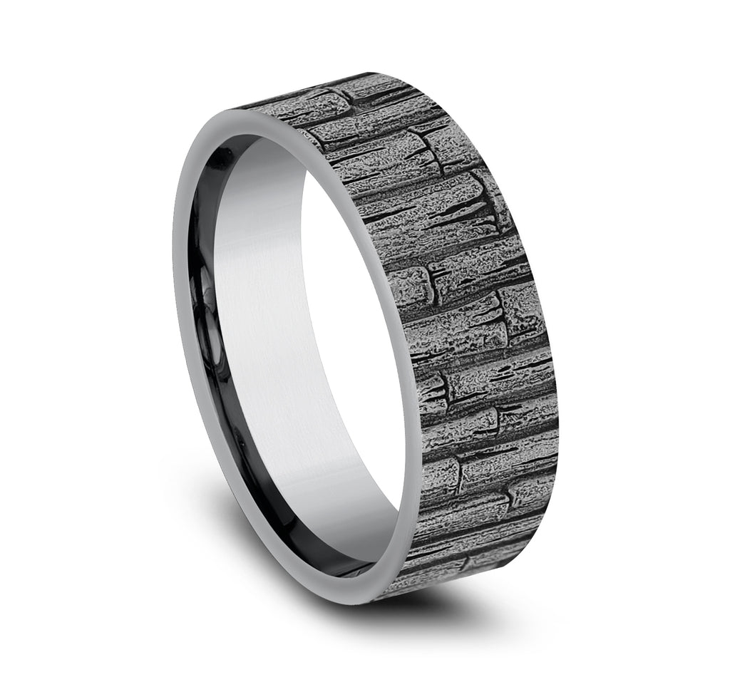 THE BAMBOO 7mm, Comfort fit, Grey Tantalum, Bamboo pattern