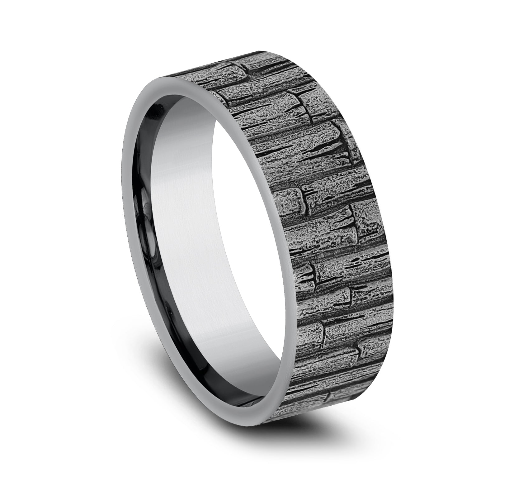 THE BAMBOO 7mm, Comfort fit, Grey Tantalum, Bamboo pattern