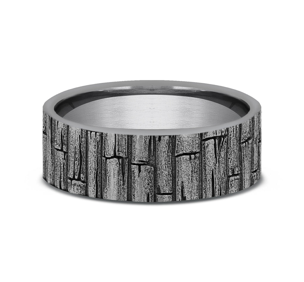 THE BAMBOO 7mm, Comfort fit, Grey Tantalum, Bamboo pattern
