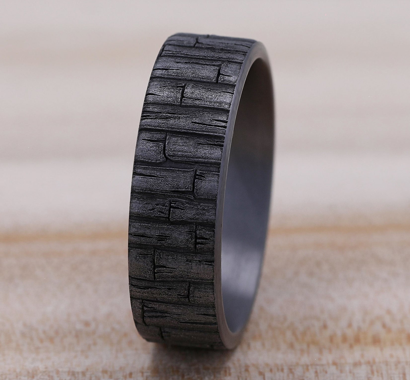 THE BAMBOO 7mm, Comfort fit, Grey Tantalum, Bamboo pattern