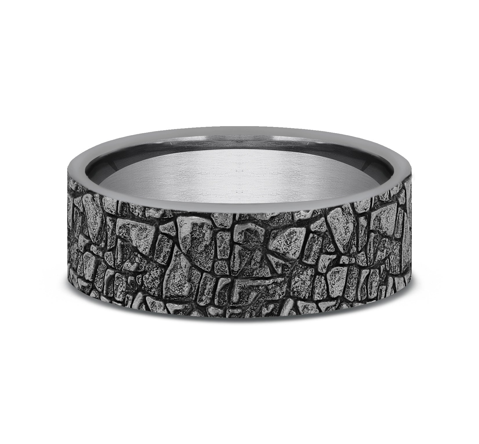 THE FLAGSTONE 7mm, Comfort fit, Grey Tantalum, Mountain rock pattern