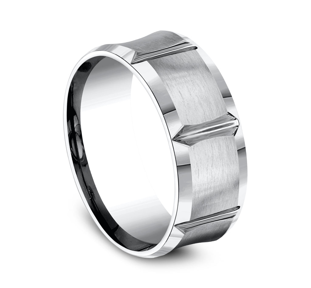 THE GAUNTLET 9mm, Comfort fit, White Cobalt, Satin finish with deep segmented cuts