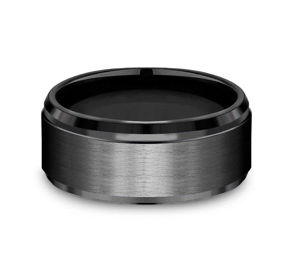 THE DUKE 9mm, Comfort fit, Black Titanium, Satin center, polished bevel edges