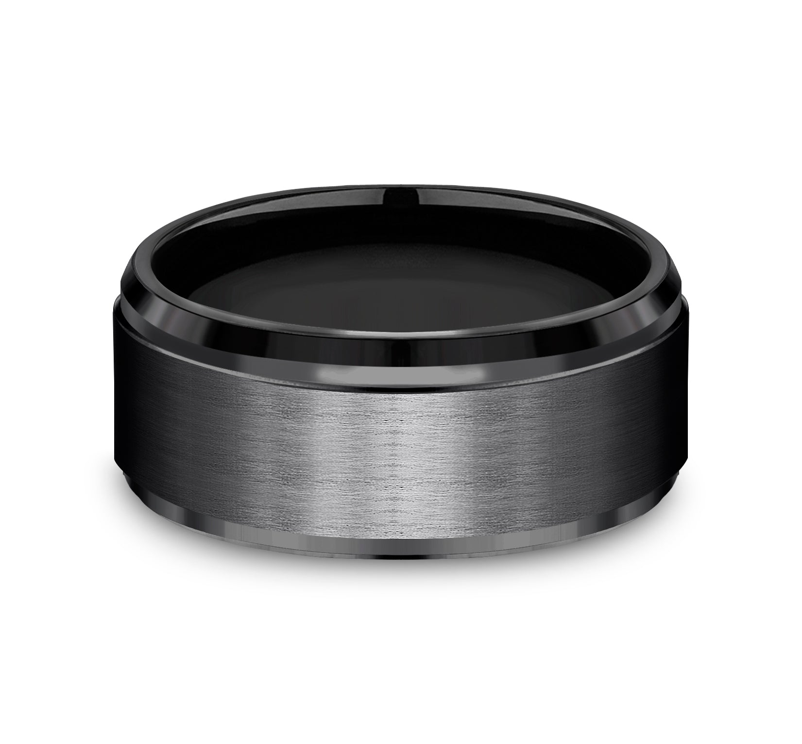 THE DUKE 9mm, Comfort fit, Black Titanium, Satin center, polished bevel edges