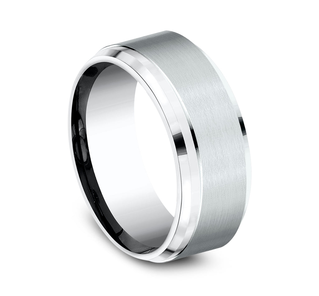 THE DUKE 9mm, Comfort fit, White Cobalt, Satin center, polished bevel edges