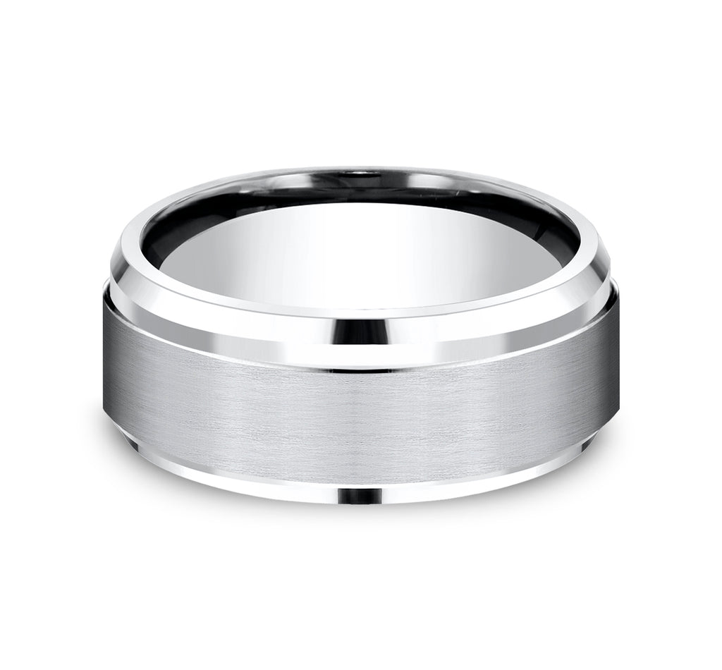 THE DUKE 9mm, Comfort fit, White Cobalt, Satin center, polished bevel edges