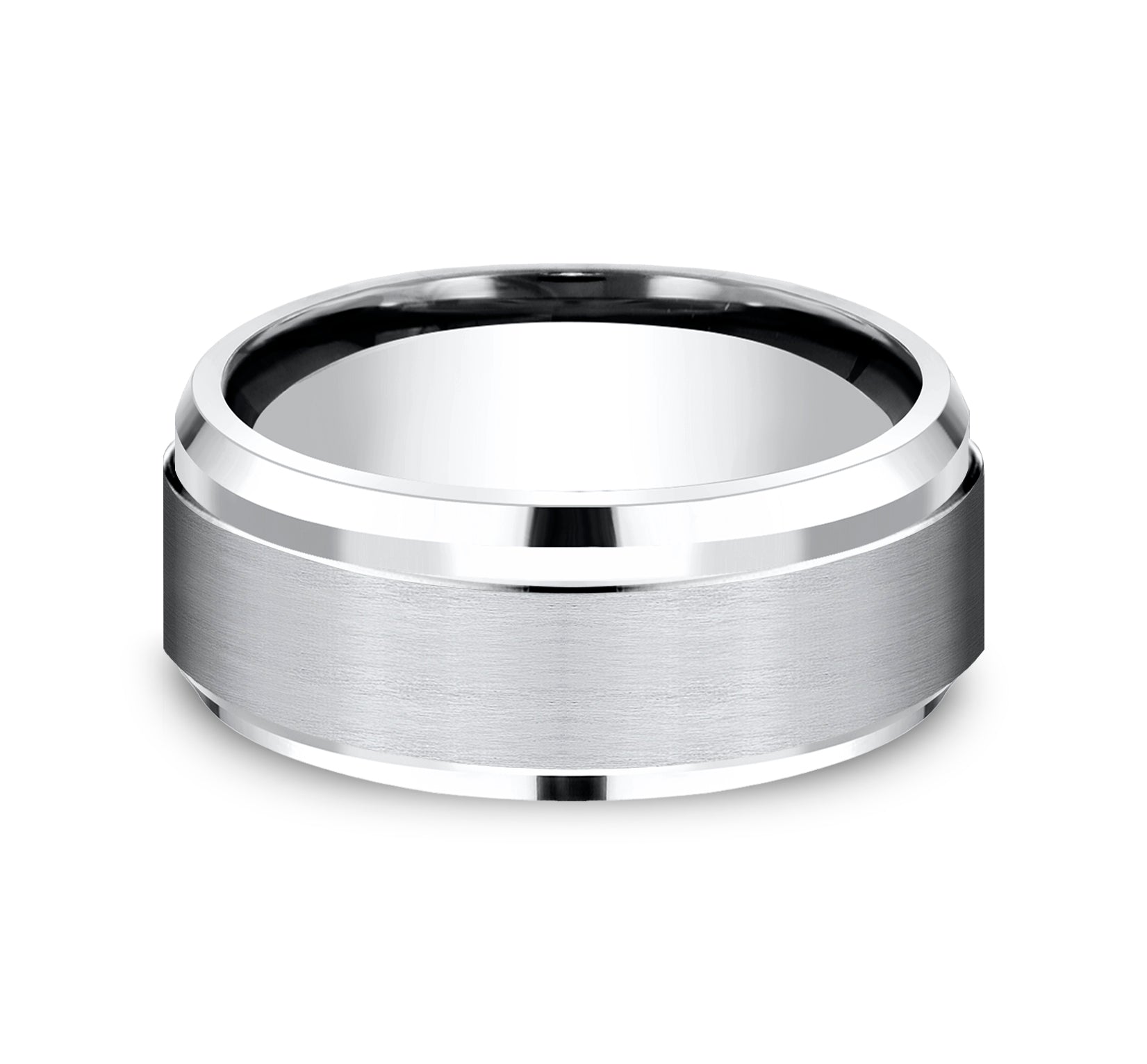 THE DUKE 9mm, Comfort fit, White Cobalt, Satin center, polished bevel edges
