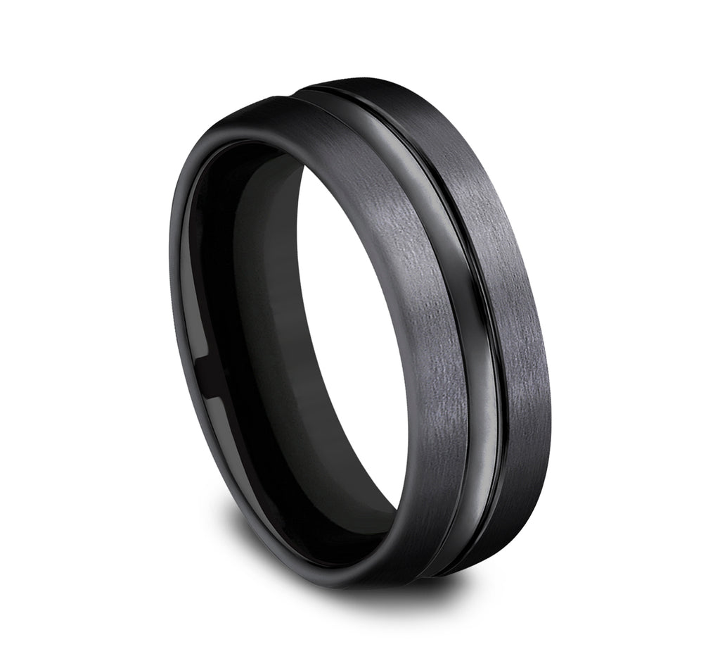 THE HARRISON 7.5mm, Comfort fit, Black Titanium, Satin finish, polished concave center cut