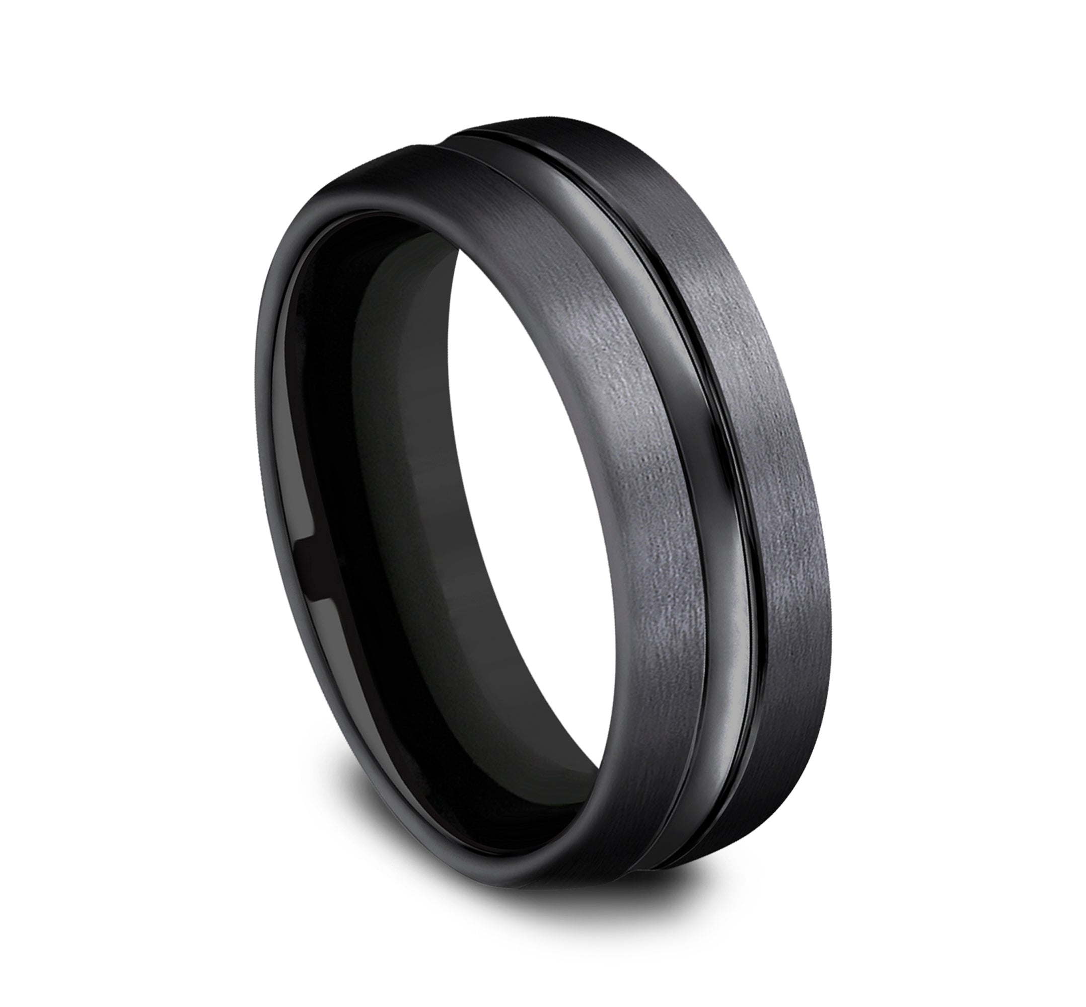 THE HARRISON 7.5mm, Comfort fit, Black Titanium, Satin finish, polished concave center cut