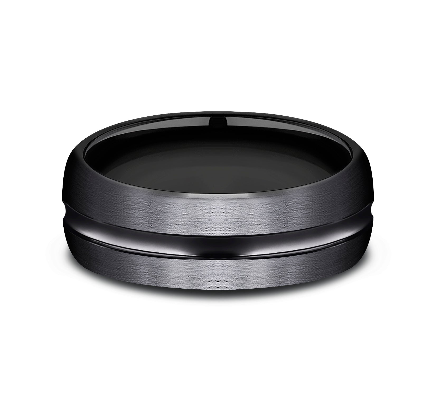 THE HARRISON 7.5mm, Comfort fit, Black Titanium, Satin finish, polished concave center cut